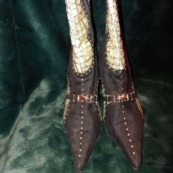 NEW MIDNIGHT VELVET BLACK/GOLD CALF BOOTS SHOES SIZE 11 - Picture 6 of 6